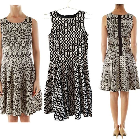 Cynthia Rowley Sleeveless Fit & Flare Textured Floral Geometric Dress || SZ XS - Picture 1 of 13